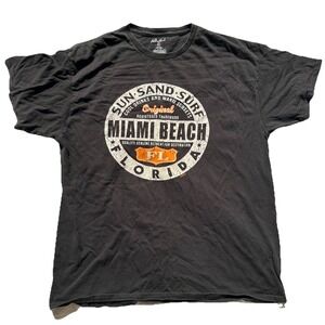 Miami Beach Florida‎ Black Grapic Tee sz XL 100% cotton short sleeve T Shirt